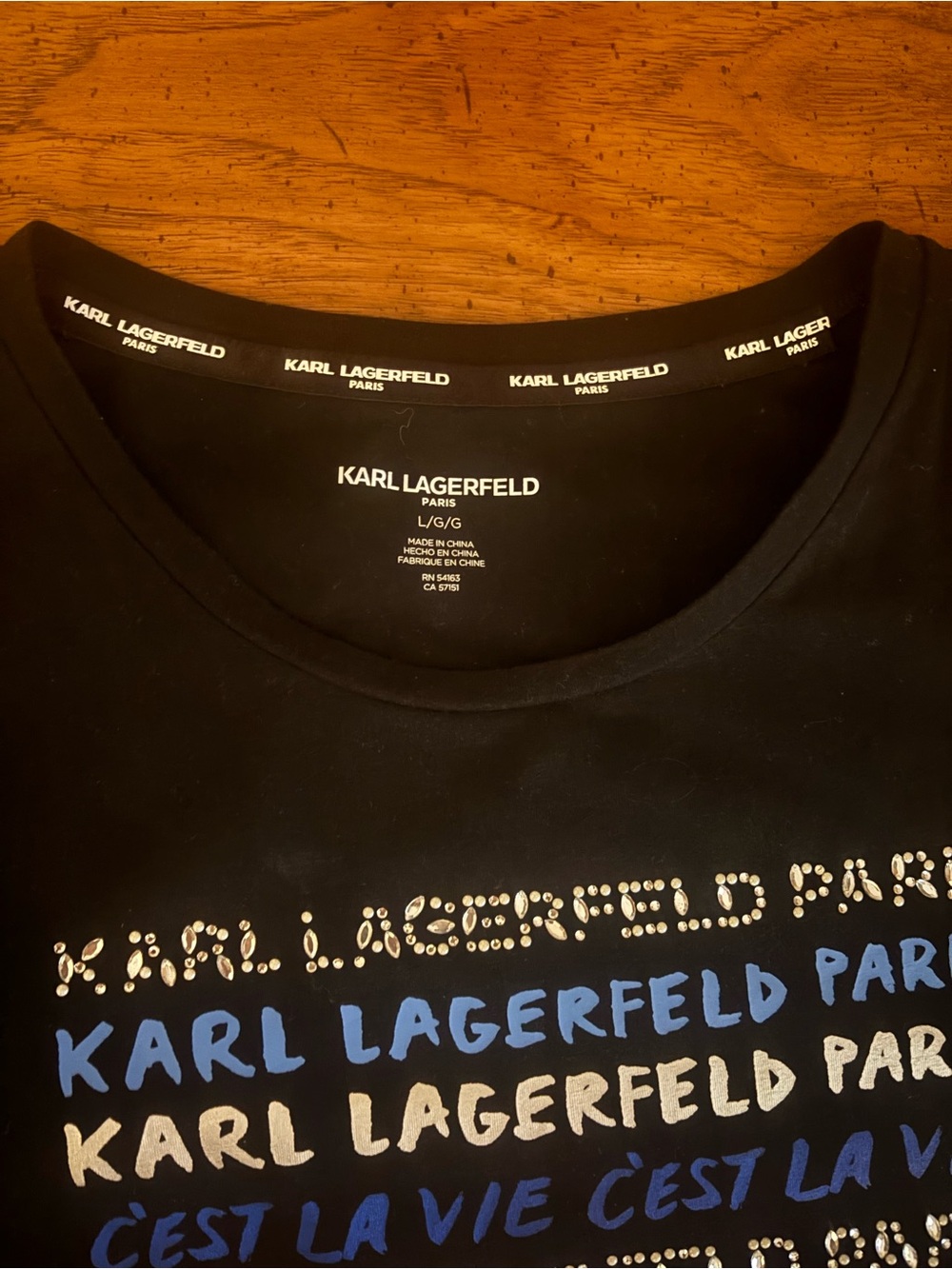 Karl Lagerfeld Paris Black Graphic Logo Tee - Multicolor Text - Picture 3 of 9